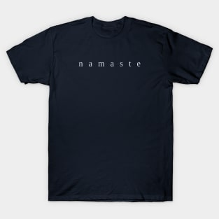 Namaste Light Blue Small Letters Serif Text T-Shirt